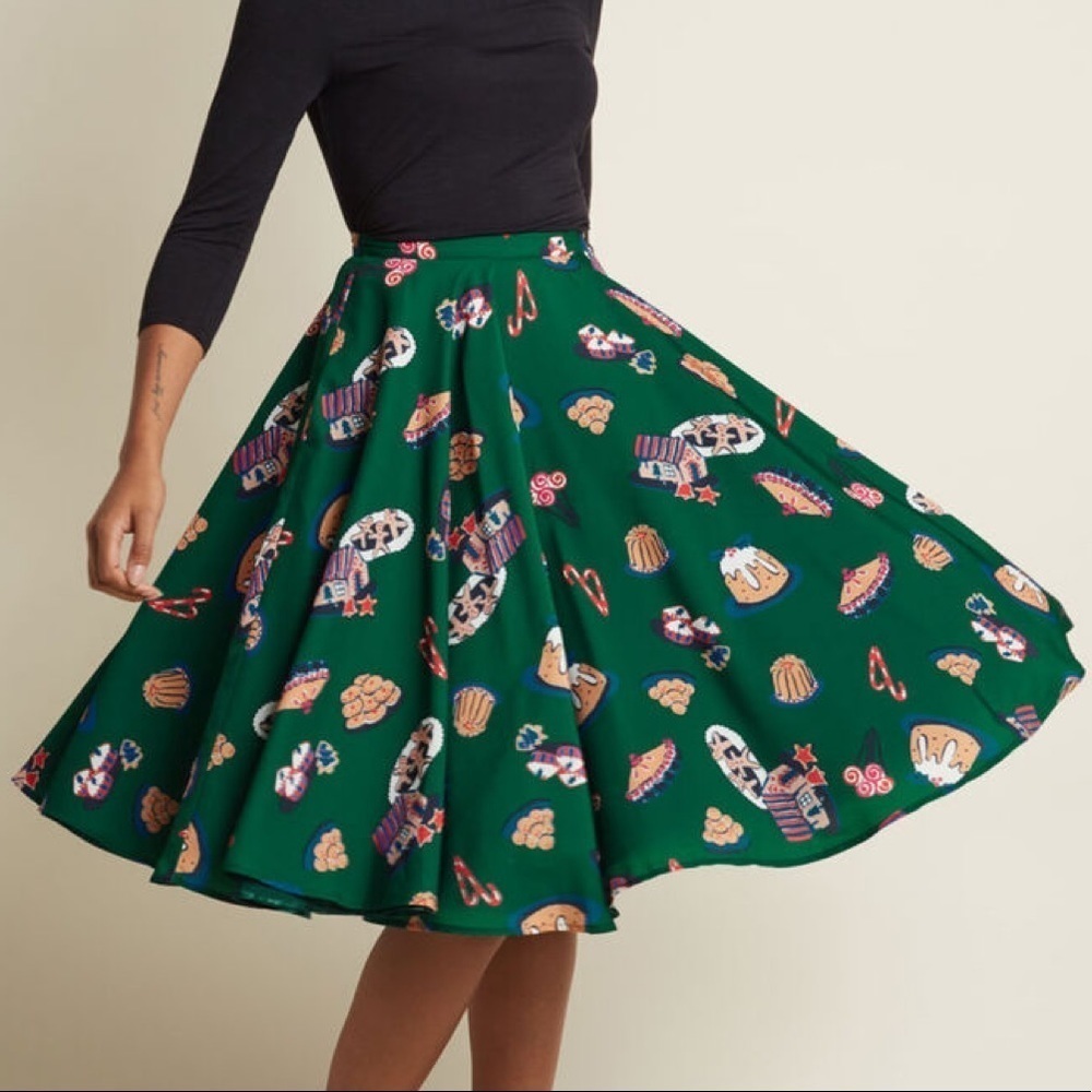 ModCloth holiday Christmas dessert midi skirt nwot - Picture 3 of 4